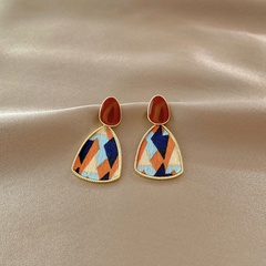 fashion splicing earrings leopard pattern earrings niche personality design earrings