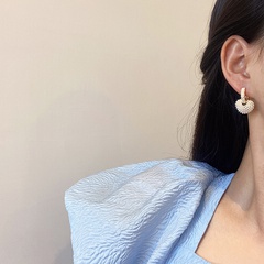 Korean simple pearl love earrings female temperament personalized