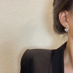 korean love earrings female micro-inlaid zircon Hong Kong earrings female