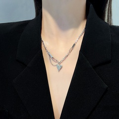fashion hip-hop heart titanium steel necklace wholesale