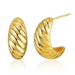bijoux en cuivre plaqué or véritable 18 carats boucles d'oreilles en forme de petit pain torsadé boucles d'oreilles irrégulières