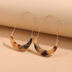 alloy crescent acetate acrylic leopard print plate big ear hook earrings new