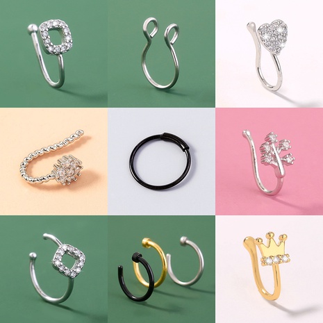 Amazon European and American fashion trend U-shaped fake nose ring without piercing, nose nail piercing jewelry manufacturer wholesale NHDB509968's discount tags