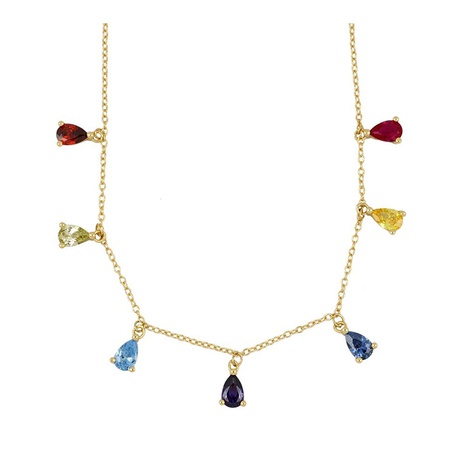 fashion s925 silver raindrop rainbow color zircon necklace  NHFAY510031's discount tags