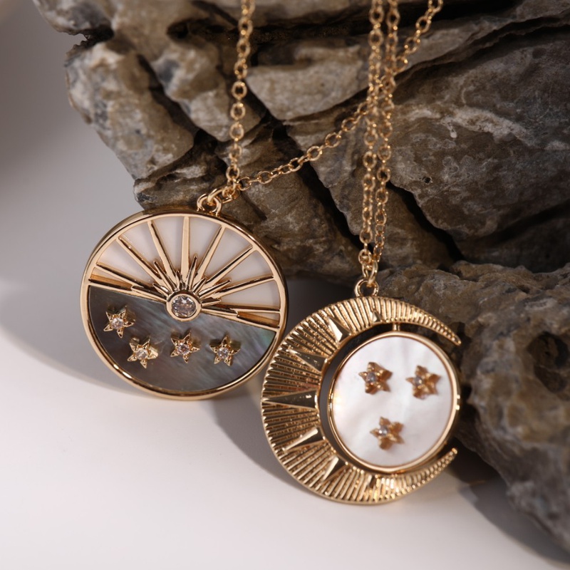Sun moon round copper necklace wholesale