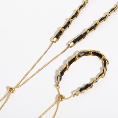 design leather rope chain tassel titanium steel 18k gold necklace bracelet