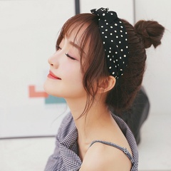 Korean new fabric retro hair band wide polka dot bow hairpin rabbit ears headdress women