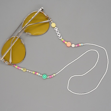 chaîne de lunettes de soleil été smiley perles de riz arc-en-ciel bohème's discount tags