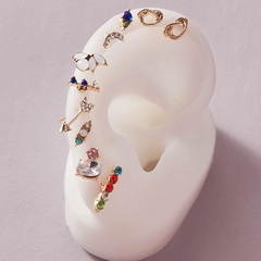 Europäische und amerikanische Diamant-Ohrringe mit individueller Farbe, unregelmäßige Ohrringe, zehnteiliges Set