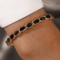 simple jewelry black drip adjustable alloy geometric opening single bracelet