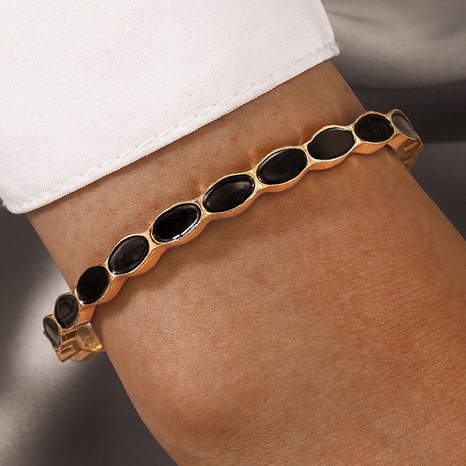 simple jewelry black drip adjustable alloy geometric opening single bracelet's discount tags