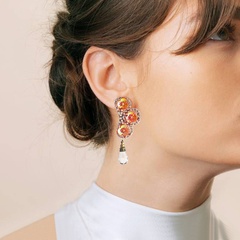 European and American baroque drop-shaped inlaid rhinestones creative oval female earrings