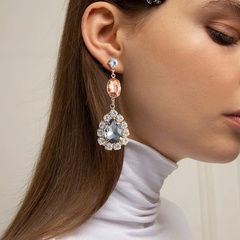 baroque drop-shaped inlaid rhinestones creative glass diamond fashion oval female earrings