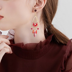 autumn and winter retro simple long section hollow flower women's earrings