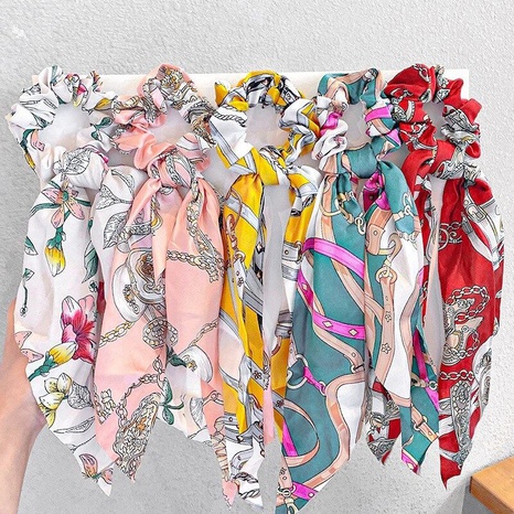Foulard en soie noeud papillon en tissu noeud papillon chouchou avec banderole de fleurs françaises's discount tags