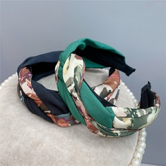 floral twist knotted headband personality color matching classic headdress retro head buckle green headband