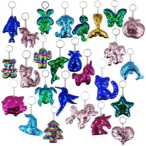 reflective fish scale sequin cartoon animal plant bag pendant keychain's discount tags