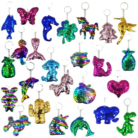 reflective fish scale sequin cartoon animal fashion lady bag pendant keychain's discount tags