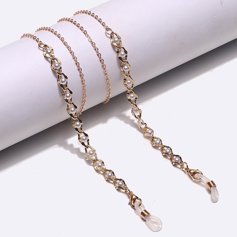 Popular metal glasses rope golden thick pearl glasses rope mask chain NHBC510607's discount tags