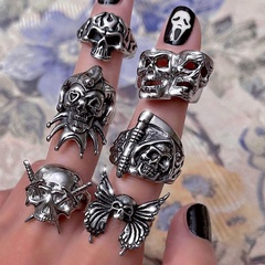 European and American new creative dark retro rabbit butterfly alloy ring