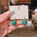 Micro Inlaid Rough Stone Simple Korean Malachite Green Small Stud Earrings Jewelrypicture9
