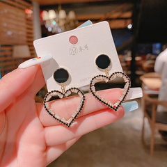 heart drop full of zircon pendant earrings Korean simple atmosphere exaggerated ear jewelry