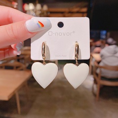 white heart earrings temperament exaggerated atmosphere high-end ear jewelry