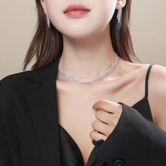 Damenmode Raute Diamant Halskette Ohrringe Party Set Großhandel