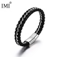 Korean titanium steel braided leather bracelet mens braceletpicture13