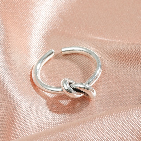 retro open ring silver knotted ring women's discount tags