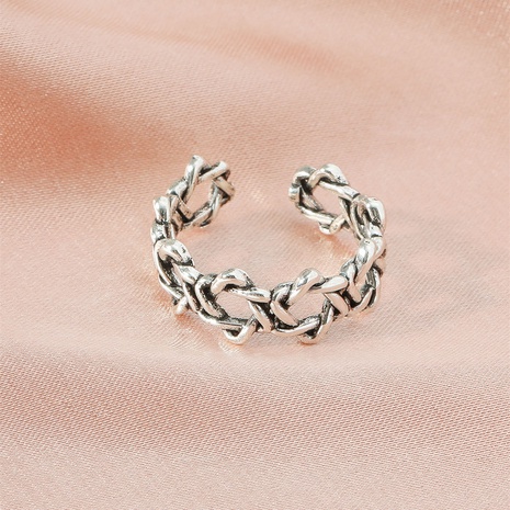 18KGP retro open fashion hollow braid ring women's discount tags