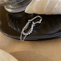 Korean metal tassel chain streamer new trendy ear clip earrings