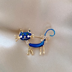 female Korea cute blue cat new anti-glare brooch