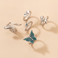 personalized butterfly diamond snake-shaped irregular ring set