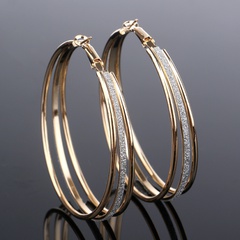 Large circle earrings women's exaggerated multi-layer frosted copper earrings