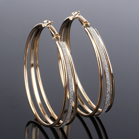 Large circle earrings women's exaggerated multi-layer frosted copper earrings's discount tags