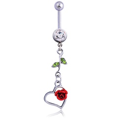 Fashion stainless steel flower navel ring fashion romantic diamond rose stainless steel navel ring