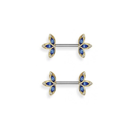 neues Produkt Klee symmetrischer diamantbesetzter Blumenbrustring Piercingschmuck's discount tags