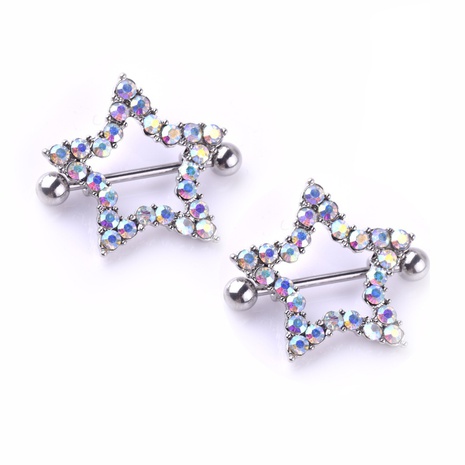 Bague de poitrine étoile à cinq branches géométriques en acier inoxydable à la mode en gros's discount tags