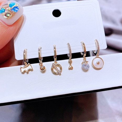 Korean shell dog round brand pendant copper earrings set  NHCG511838's discount tags