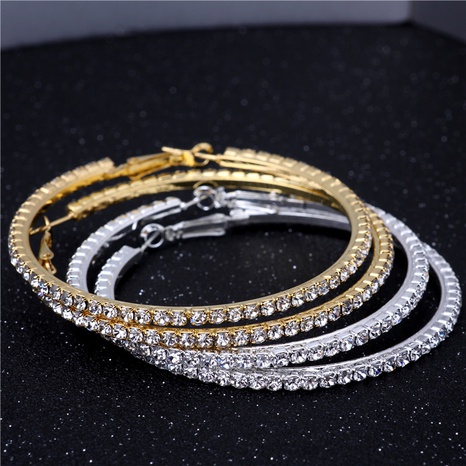 fashion large crystal  6cm circle earring inlaid with rhinestones earrings female's discount tags