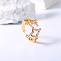 Small design diamond five-pointed star ring exquisite open ring