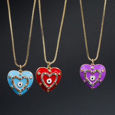 Accessoires de collier simples en forme de coeur en forme de coeur avec zircon micro-incrusté de cuivre's discount tags