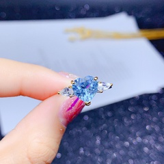 new imitating natural heart-shaped sky blue topaz color treasure opening ring