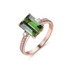 neue Simulation grüner Turmalinring plattiert 18K Roségold eingelegter Smaragd offener Ring weiblich