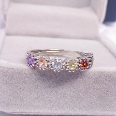 new simulation tourmaline open ring inlaid with colorful zircon high carbon diamond index finger ring
