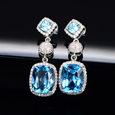 Fashion long simulation aquamarine earrings ruby copper earrings's discount tags
