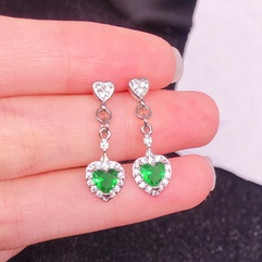 New color simulation emerald tourmaline long earrings ear jewelry