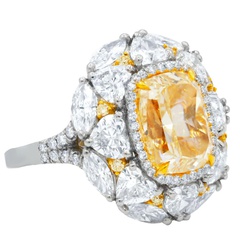 Luxury Full Diamond Color Treasure Yellow Diamond Ring Open Index Finger Ring