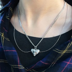 Retro heart necklace heart fashion three-dimensional geometric temperament multilayer sweater chain